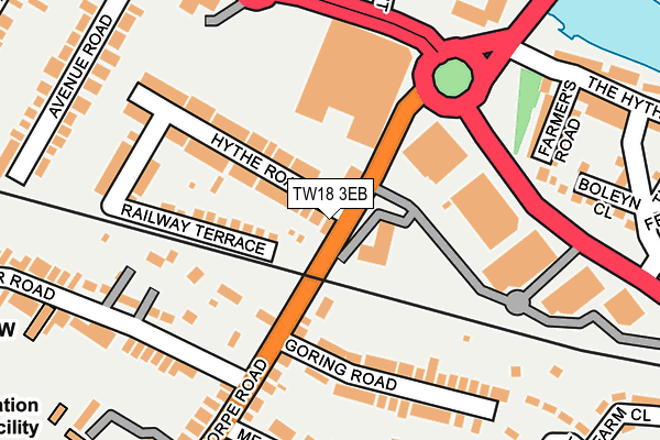 TW18 3EB map - OS OpenMap – Local (Ordnance Survey)