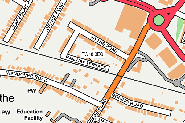 TW18 3EG map - OS OpenMap – Local (Ordnance Survey)