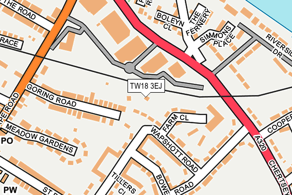 TW18 3EJ map - OS OpenMap – Local (Ordnance Survey)