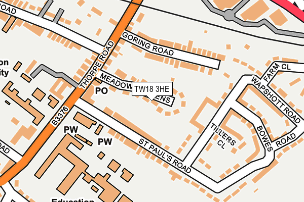TW18 3HE map - OS OpenMap – Local (Ordnance Survey)