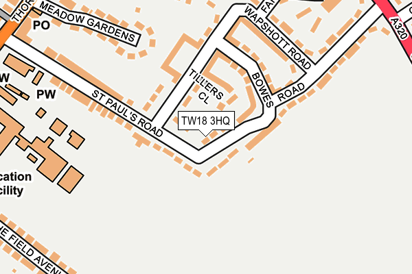 TW18 3HQ map - OS OpenMap – Local (Ordnance Survey)