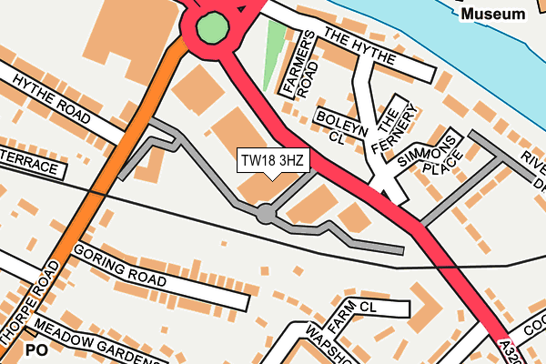 TW18 3HZ map - OS OpenMap – Local (Ordnance Survey)