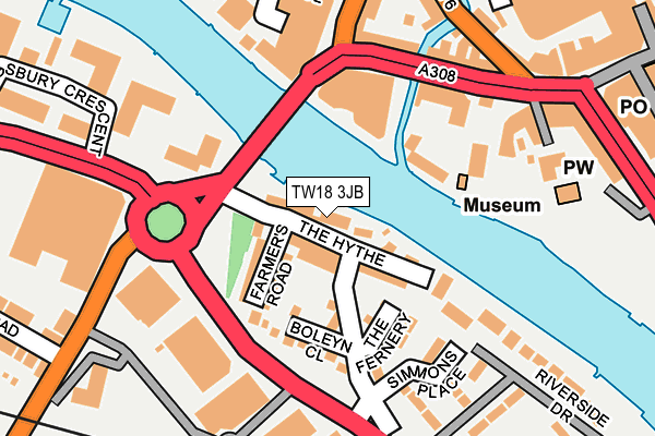 TW18 3JB map - OS OpenMap – Local (Ordnance Survey)