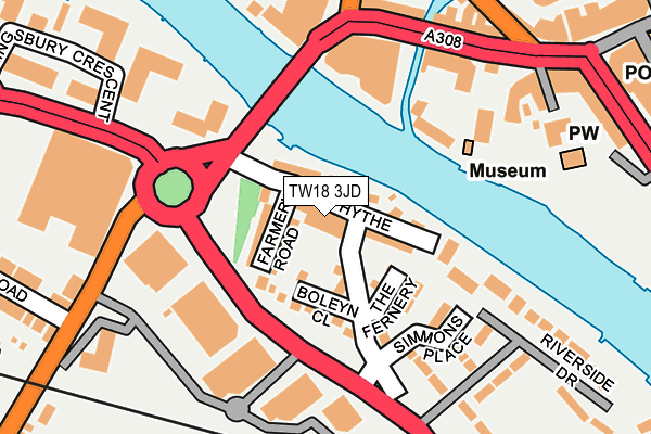 TW18 3JD map - OS OpenMap – Local (Ordnance Survey)