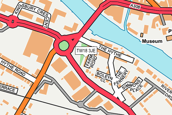 TW18 3JE map - OS OpenMap – Local (Ordnance Survey)