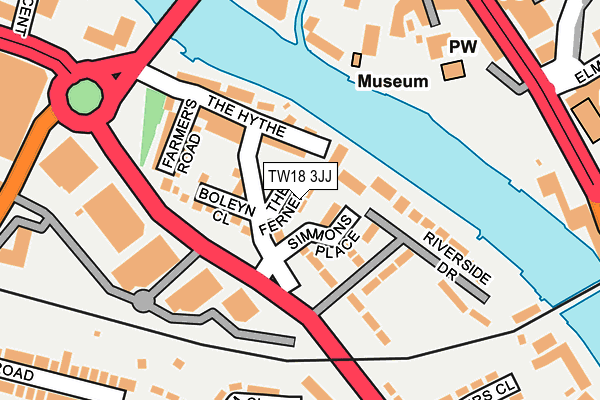 TW18 3JJ map - OS OpenMap – Local (Ordnance Survey)