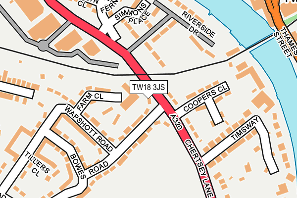 TW18 3JS map - OS OpenMap – Local (Ordnance Survey)