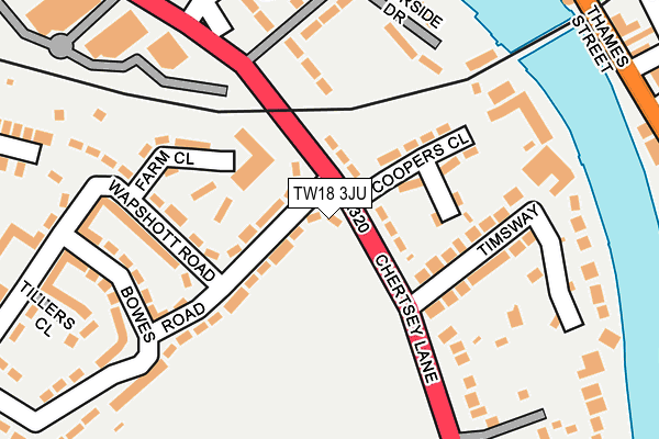 TW18 3JU map - OS OpenMap – Local (Ordnance Survey)