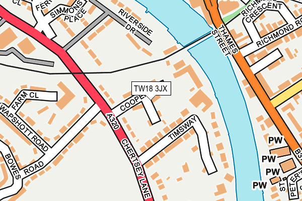 TW18 3JX map - OS OpenMap – Local (Ordnance Survey)