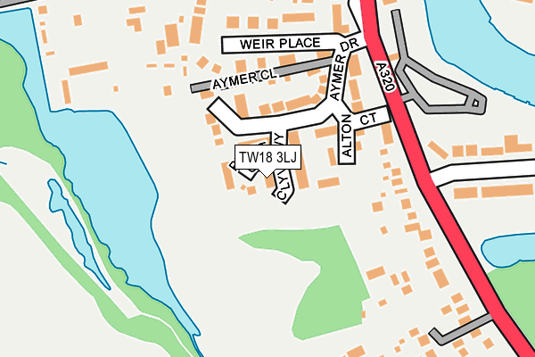 TW18 3LJ map - OS OpenMap – Local (Ordnance Survey)