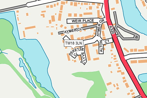 TW18 3LN map - OS OpenMap – Local (Ordnance Survey)