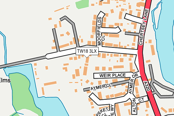 TW18 3LX map - OS OpenMap – Local (Ordnance Survey)