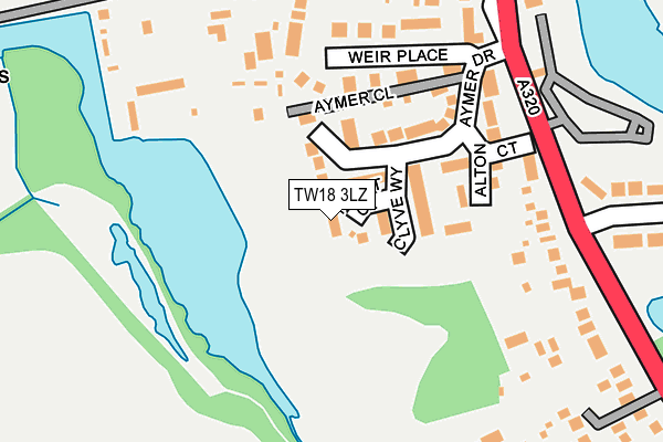 TW18 3LZ map - OS OpenMap – Local (Ordnance Survey)