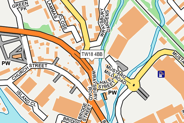 TW18 4BB map - OS OpenMap – Local (Ordnance Survey)