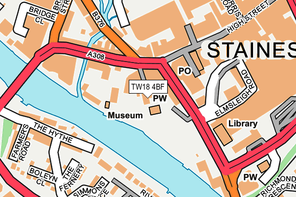 TW18 4BF map - OS OpenMap – Local (Ordnance Survey)