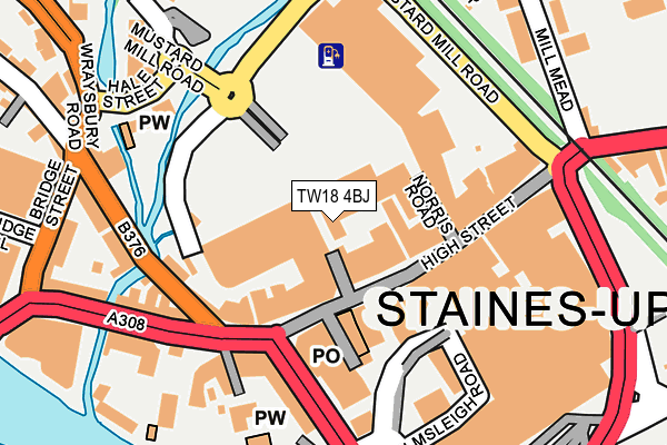 TW18 4BJ map - OS OpenMap – Local (Ordnance Survey)