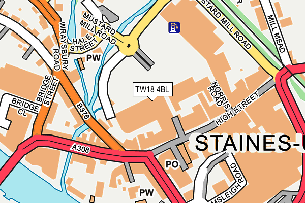 TW18 4BL map - OS OpenMap – Local (Ordnance Survey)