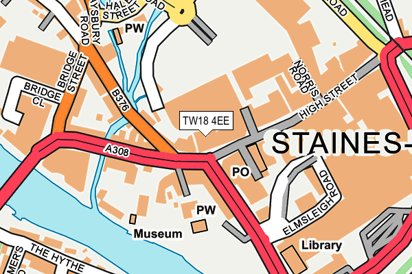 TW18 4EE map - OS OpenMap – Local (Ordnance Survey)