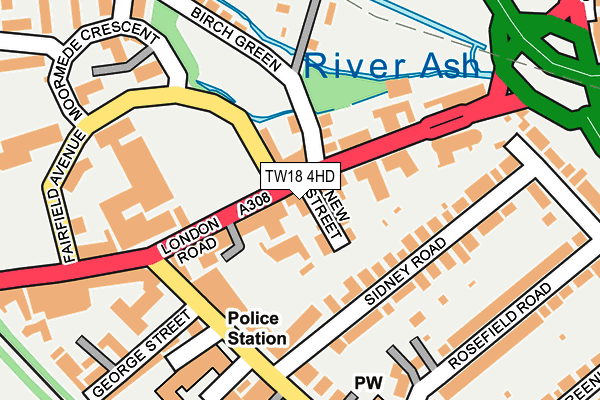 TW18 4HD map - OS OpenMap – Local (Ordnance Survey)