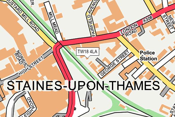 TW18 4LA map - OS OpenMap – Local (Ordnance Survey)