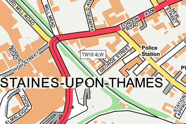 TW18 4LW map - OS OpenMap – Local (Ordnance Survey)