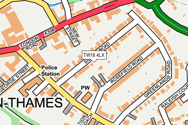 TW18 4LX map - OS OpenMap – Local (Ordnance Survey)