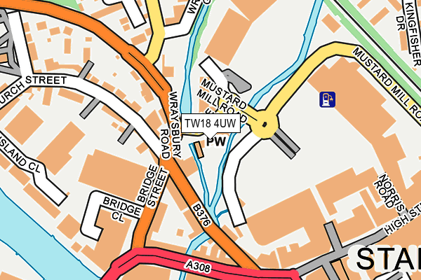TW18 4UW map - OS OpenMap – Local (Ordnance Survey)