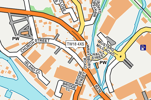 TW18 4XS map - OS OpenMap – Local (Ordnance Survey)