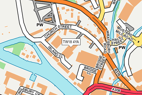 TW18 4YA map - OS OpenMap – Local (Ordnance Survey)