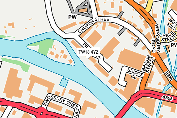 TW18 4YZ map - OS OpenMap – Local (Ordnance Survey)