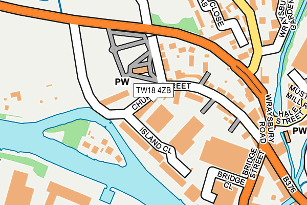 TW18 4ZB map - OS OpenMap – Local (Ordnance Survey)