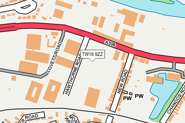 TW18 9ZZ map - OS OpenMap – Local (Ordnance Survey)
