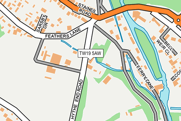 TW19 5AW map - OS OpenMap – Local (Ordnance Survey)