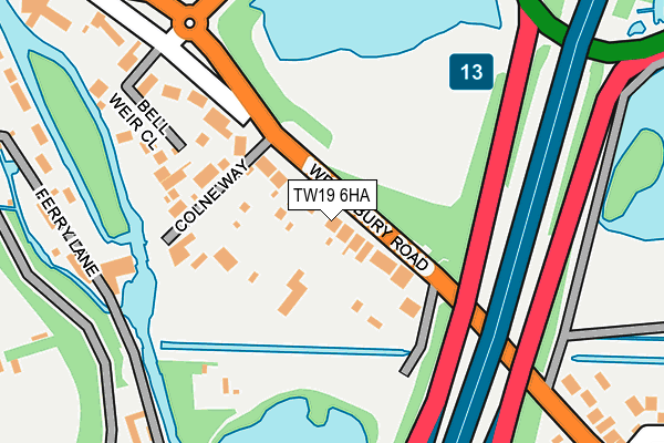 TW19 6HA map - OS OpenMap – Local (Ordnance Survey)