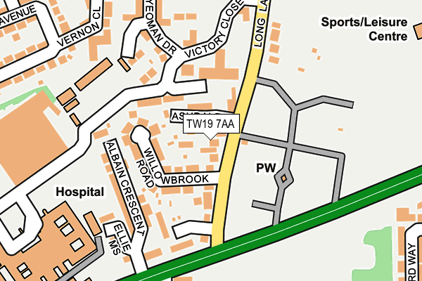 TW19 7AA map - OS OpenMap – Local (Ordnance Survey)