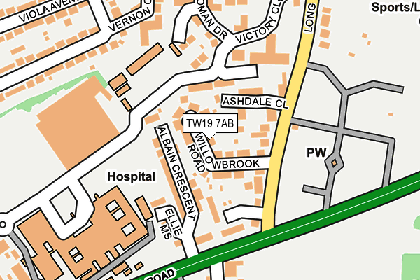 TW19 7AB map - OS OpenMap – Local (Ordnance Survey)