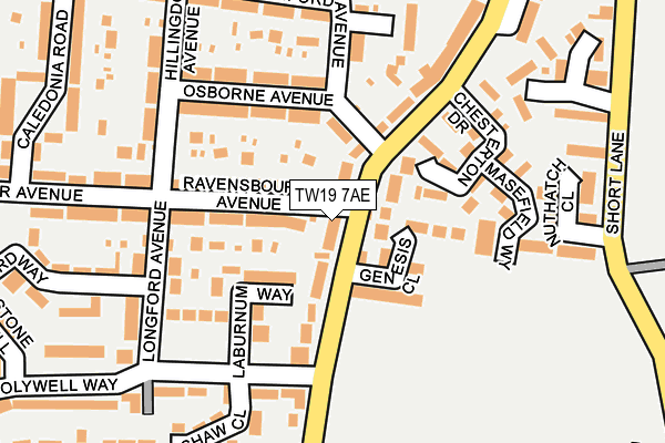 TW19 7AE map - OS OpenMap – Local (Ordnance Survey)