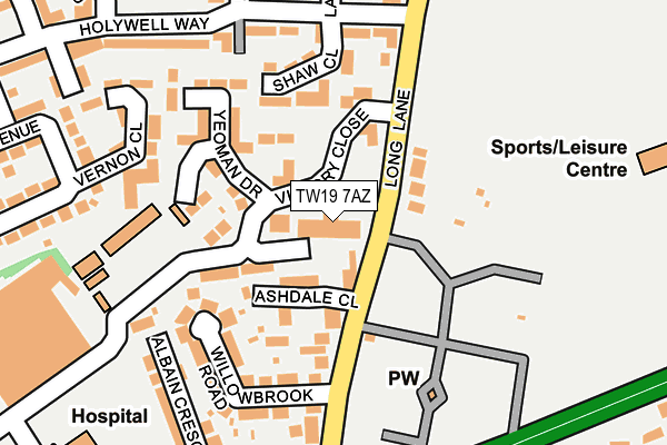 TW19 7AZ map - OS OpenMap – Local (Ordnance Survey)