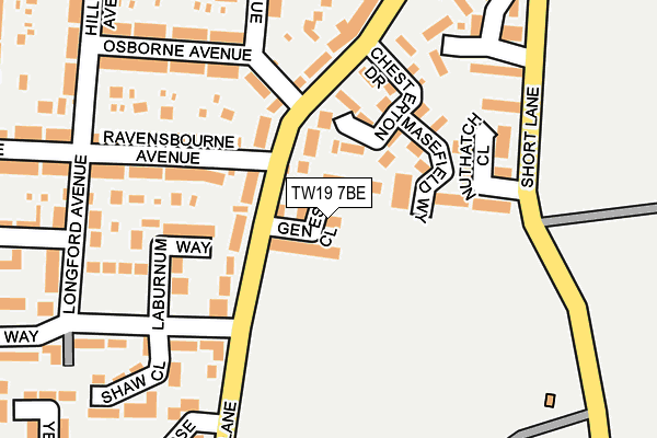 TW19 7BE map - OS OpenMap – Local (Ordnance Survey)