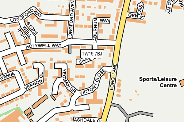 TW19 7BJ map - OS OpenMap – Local (Ordnance Survey)