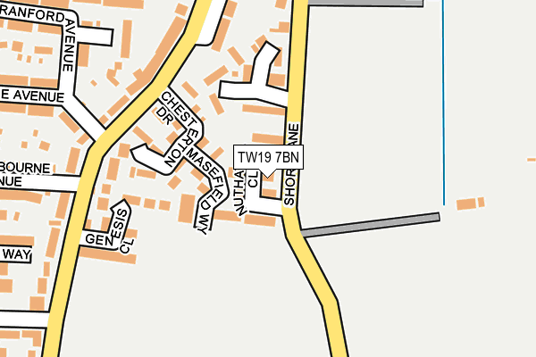 TW19 7BN map - OS OpenMap – Local (Ordnance Survey)