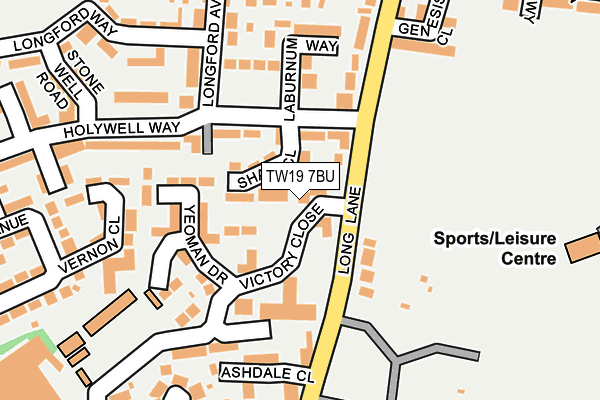 TW19 7BU map - OS OpenMap – Local (Ordnance Survey)