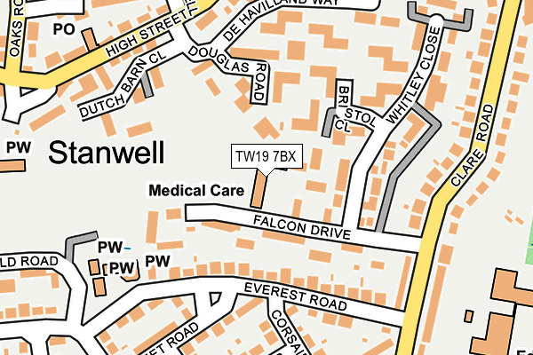 TW19 7BX map - OS OpenMap – Local (Ordnance Survey)