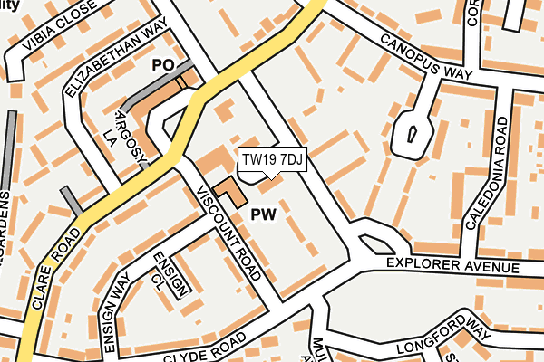 TW19 7DJ map - OS OpenMap – Local (Ordnance Survey)
