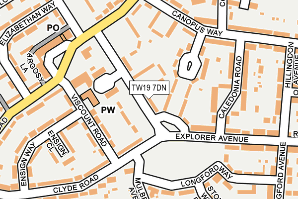 TW19 7DN map - OS OpenMap – Local (Ordnance Survey)