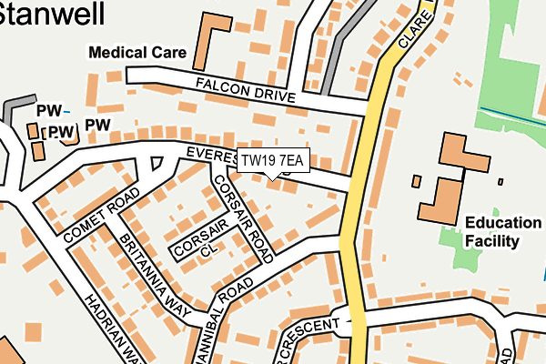 TW19 7EA map - OS OpenMap – Local (Ordnance Survey)