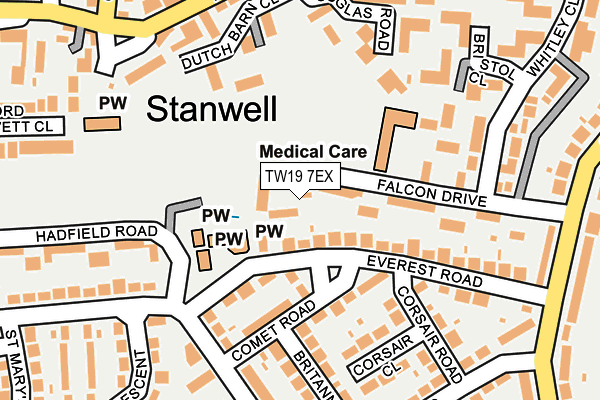 TW19 7EX map - OS OpenMap – Local (Ordnance Survey)