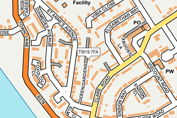 TW19 7FA map - OS OpenMap – Local (Ordnance Survey)