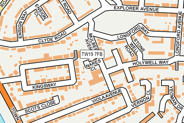 TW19 7FB map - OS OpenMap – Local (Ordnance Survey)