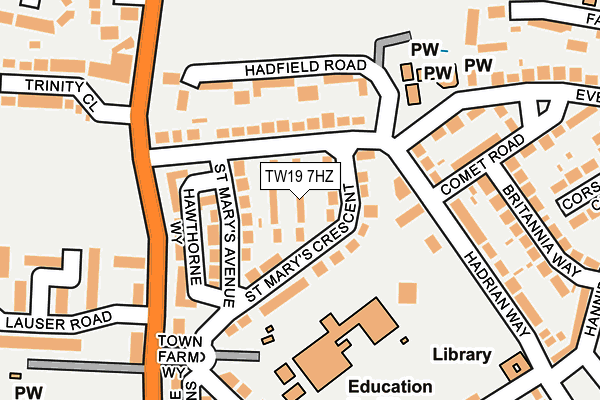 TW19 7HZ map - OS OpenMap – Local (Ordnance Survey)